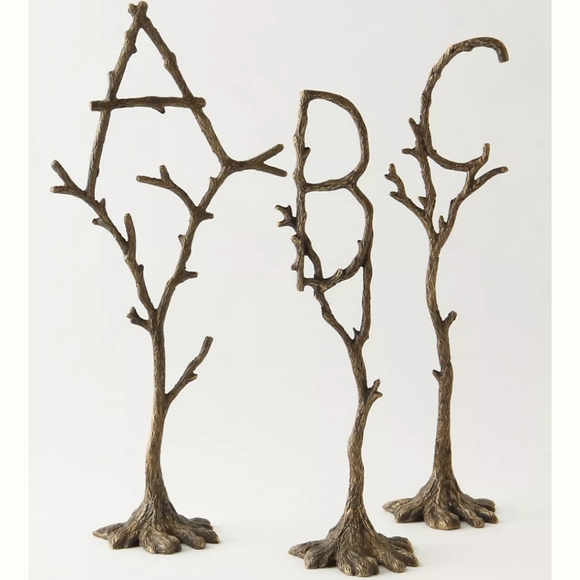 Anthropologie B Monogram Brass Tree Sculpture Trinket